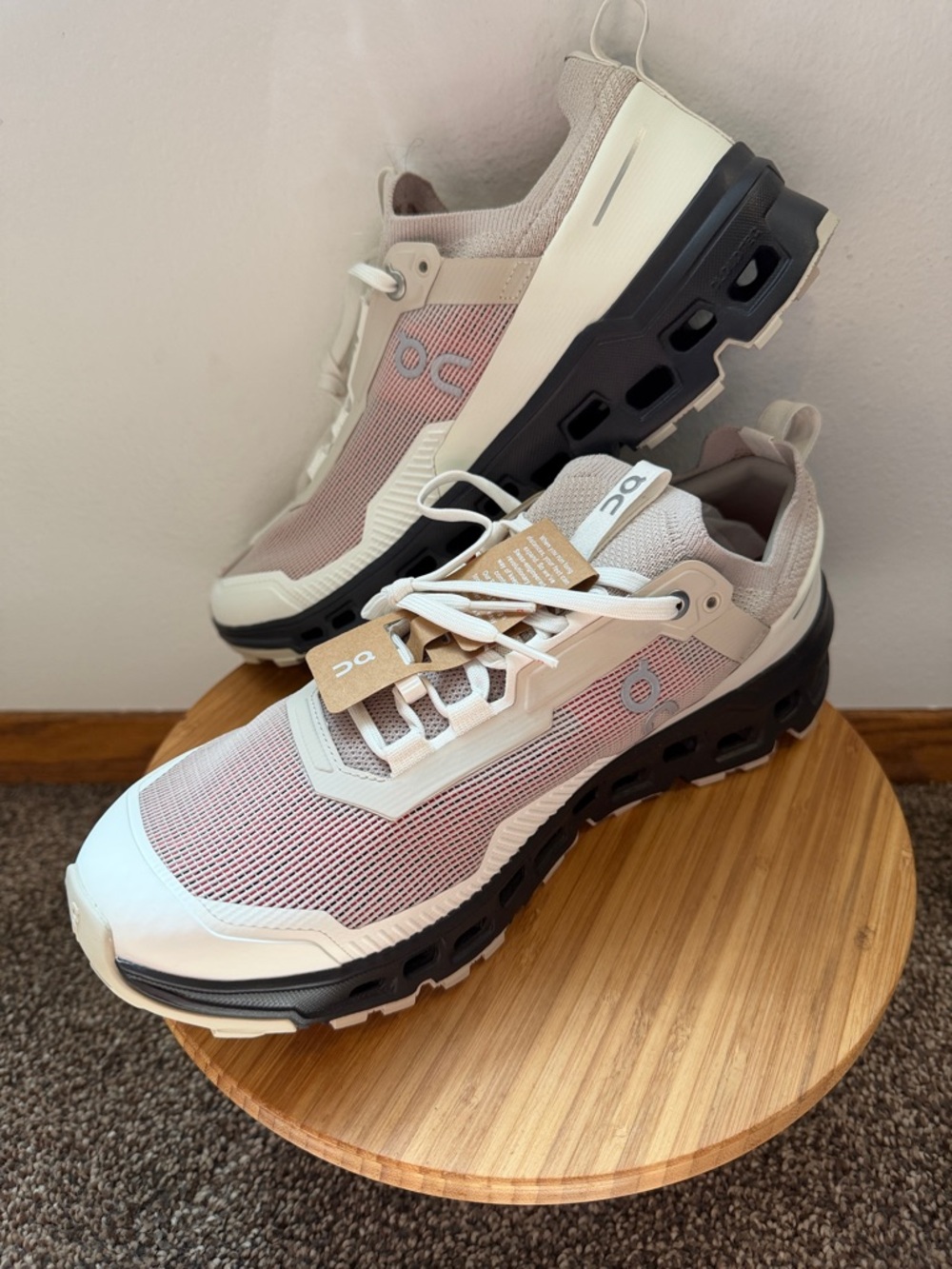 On Cloudmonster Women's Athletic Shoes in Blush/White